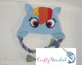 Crochet Rainbow Pony Hat Pattern. Child. - PATTERN ONLY