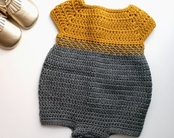 Crochet Baby Romper Outfit Pattern. 0-3, 3-6, and 6-12 months. - PATTERN ONLY