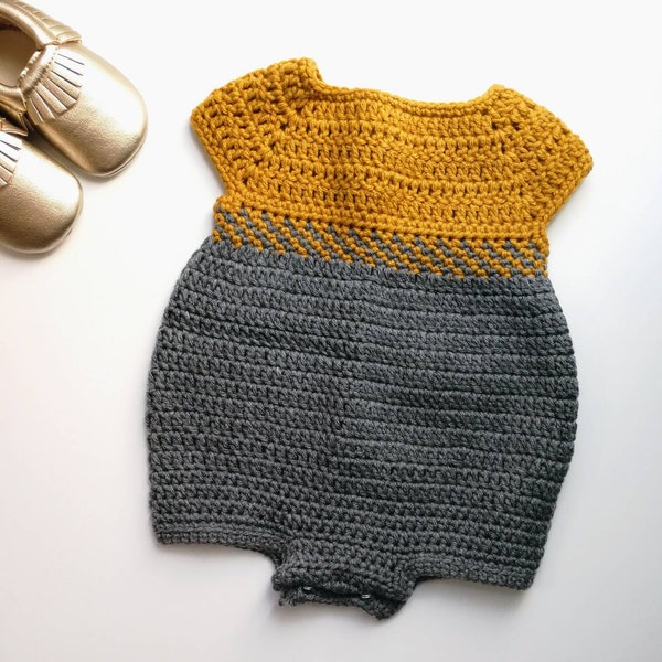 Crochet Baby Romper Outfit Pattern. 0-3, 3-6, and 6-12 months. - PATTERN ONLY