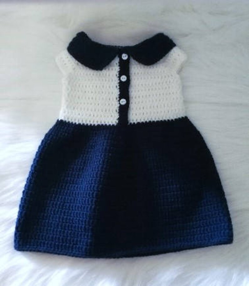 Crochet Baby Sailor Inspired Dress Pattern. Military. Costume. 0-3, 3-6, and 6-12 months. PATTERN ONLY image 3