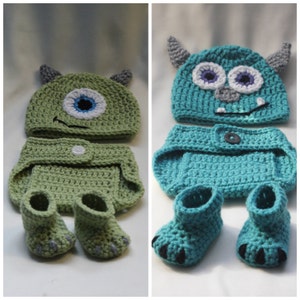Crochet Monster Hat and Diaper Cover Set PATTERNS. Twins. Set of 2. 0-3, 3-6, 6-12 months - PATTERN ONLY