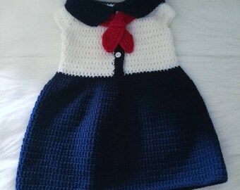 Crochet Baby Sailor Inspired Dress Pattern. Military. Costume. 0-3, 3-6, and 6-12 months. - PATTERN ONLY