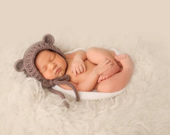 Crochet Bear Bonnet Pattern: Newborn, Preemie (PDF Pattern)