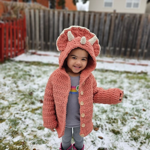 Crochet Triceratops Sweater Pattern. Dinosaur Sweater. Kids