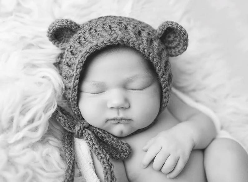 Crochet Bear Bonnet. Bear Hat. Baby Hat. Preemie and Newborn. PATTERN ONLY image 2