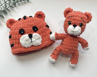 Crochet Tiger Photo Prop Pattern. Baby Toy. Baby Hat. Amigurumi. Stuffed Animal. Photography Prop. - PATTERN ONLY