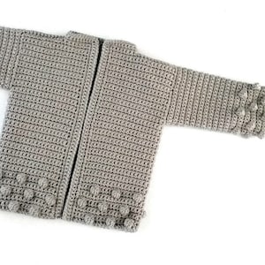 Crochet Bobble Trim Sweater Pattern. Cardigan. 0-3 months - 8 years. - PATTERN ONLY