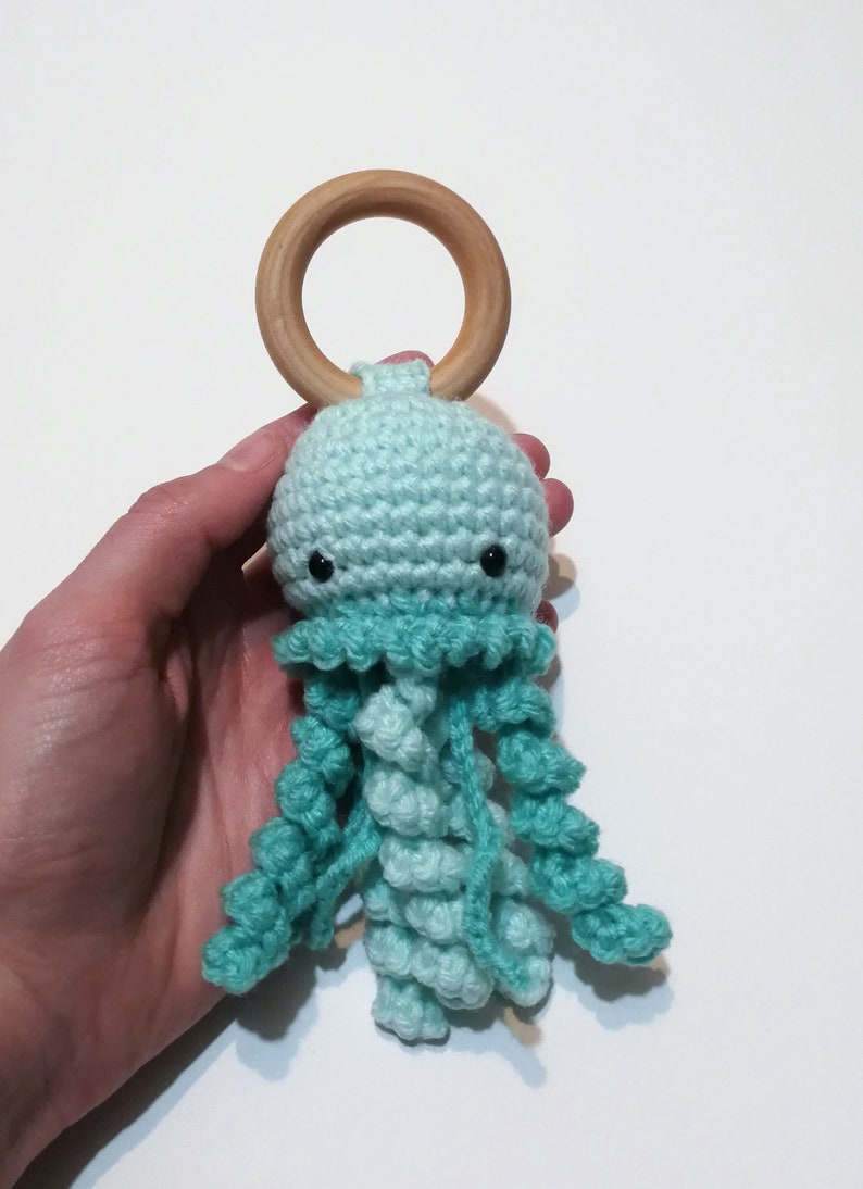 Jellyfish Teether and Rattle Crochet Pattern. Amigurumi. Plush. Crochet Teether. Toy. Animal. PATTERN ONLY image 4