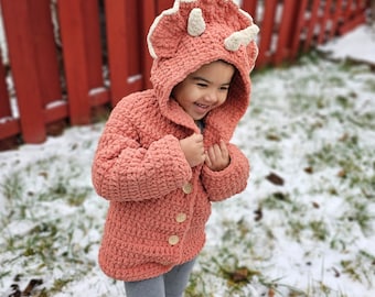 Crochet Triceratops Sweater Dinosaur Kids