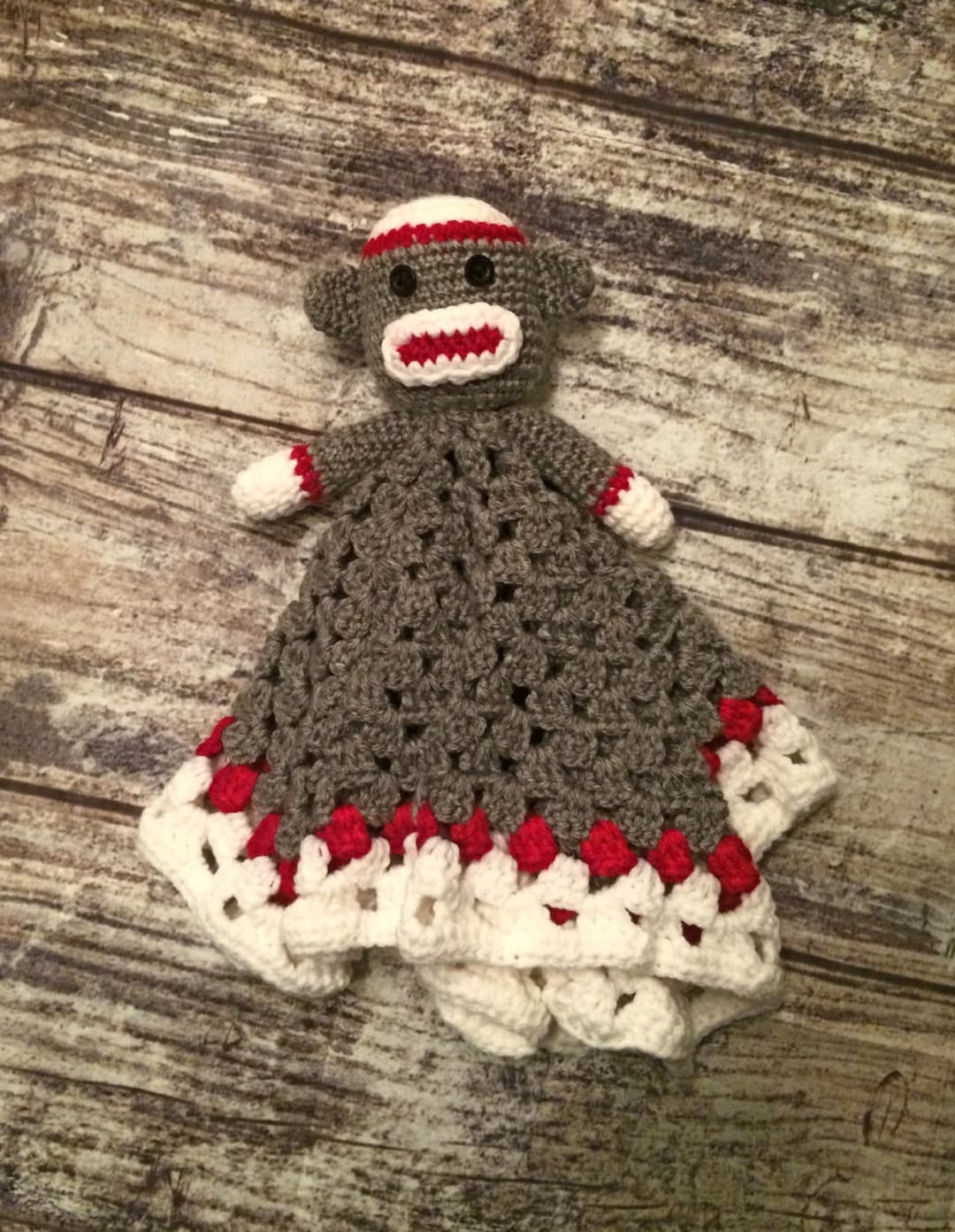 Crochet Sock Monkey Lovey Blanket Pattern (PDF Download)