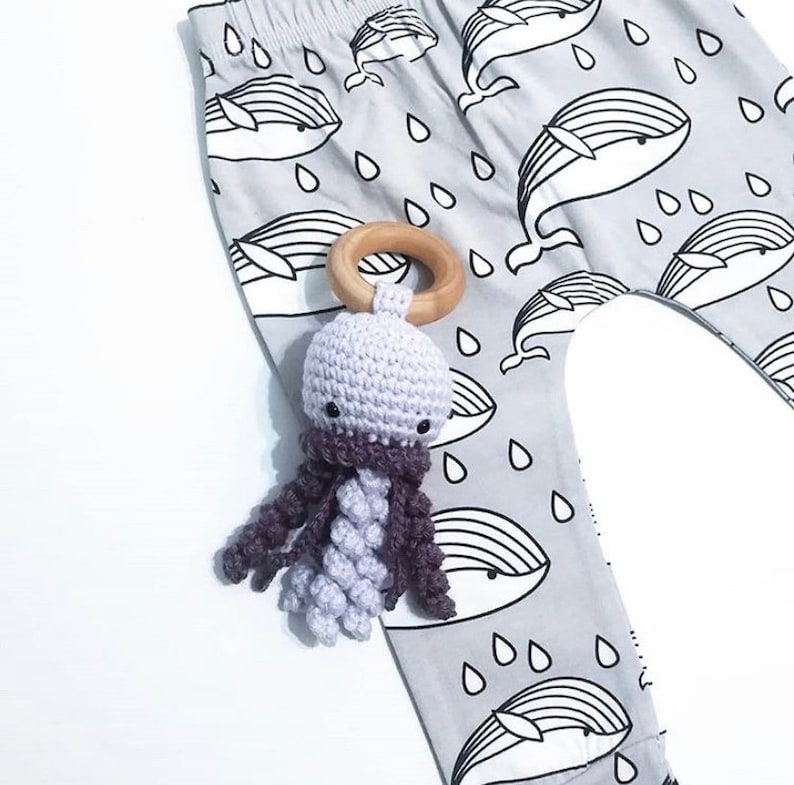 Jellyfish Teether and Rattle Crochet Pattern. Amigurumi. Plush. Crochet Teether. Toy. Animal. PATTERN ONLY image 1