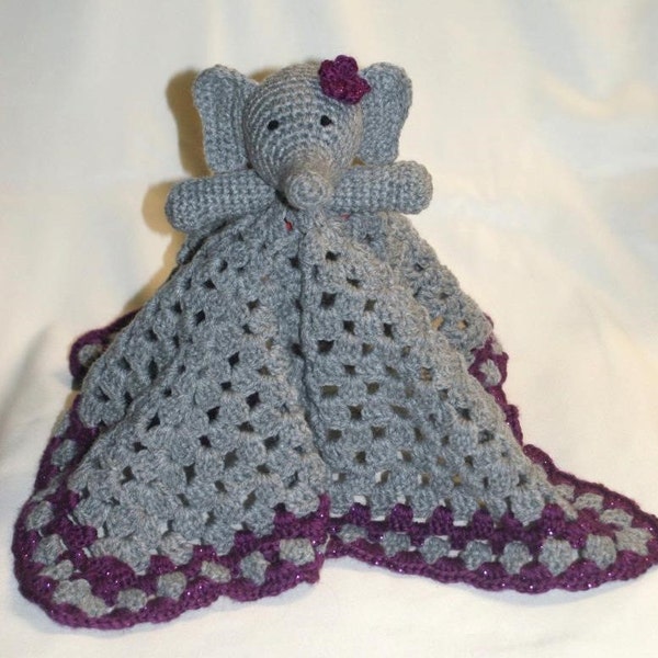 Crochet Elephant Lovey Blanket. Security Blanket. Baby Toy. Baby Gift - PATTERN ONLY