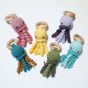 Jellyfish Teether and Rattle Crochet Pattern. Amigurumi. Plush. Crochet Teether. Toy. Animal. PATTERN ONLY image 2