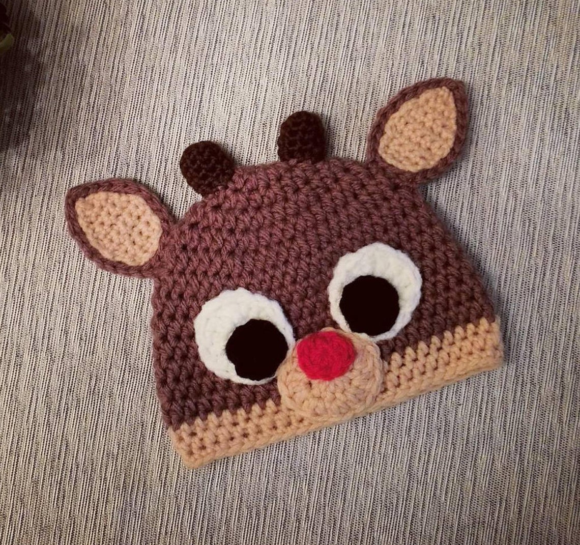 Crochet Rudolph Hat & Diaper Cover Pattern: Baby Photo Prop (PDF ...