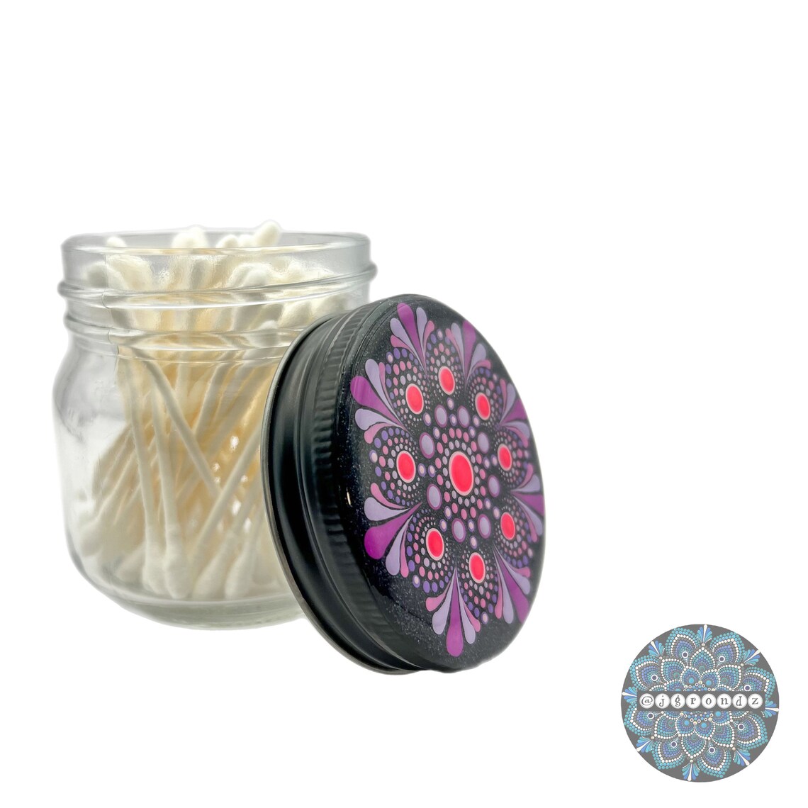 Hand Painted Mandala Dot Art Glass Jar / Stash Jar Etsy