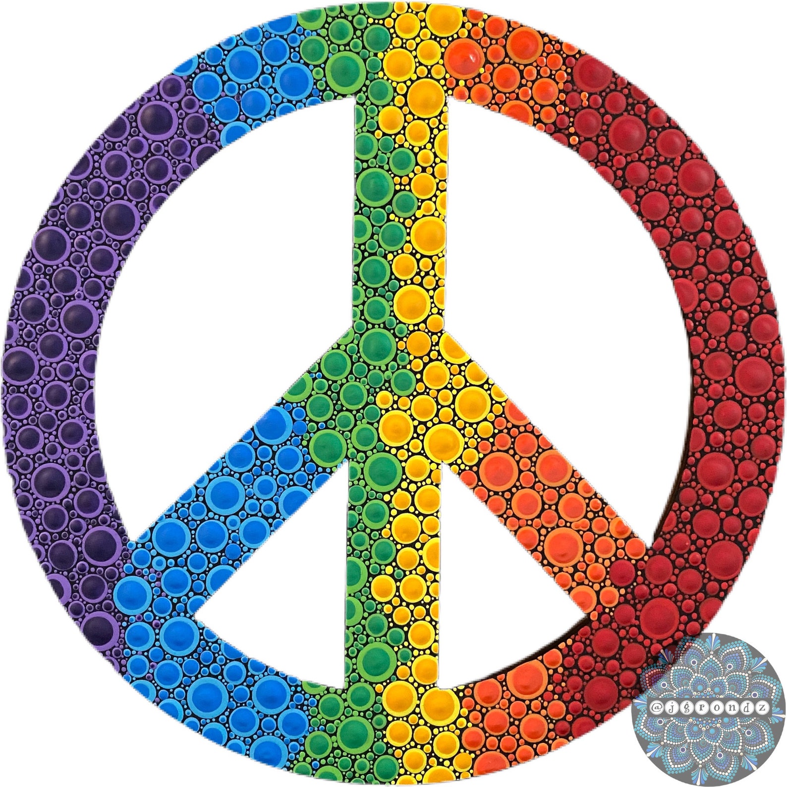 Peace Sign Raspberry Rainbow Peace Sign Dot Art Round Wooden Painting - Etsy
