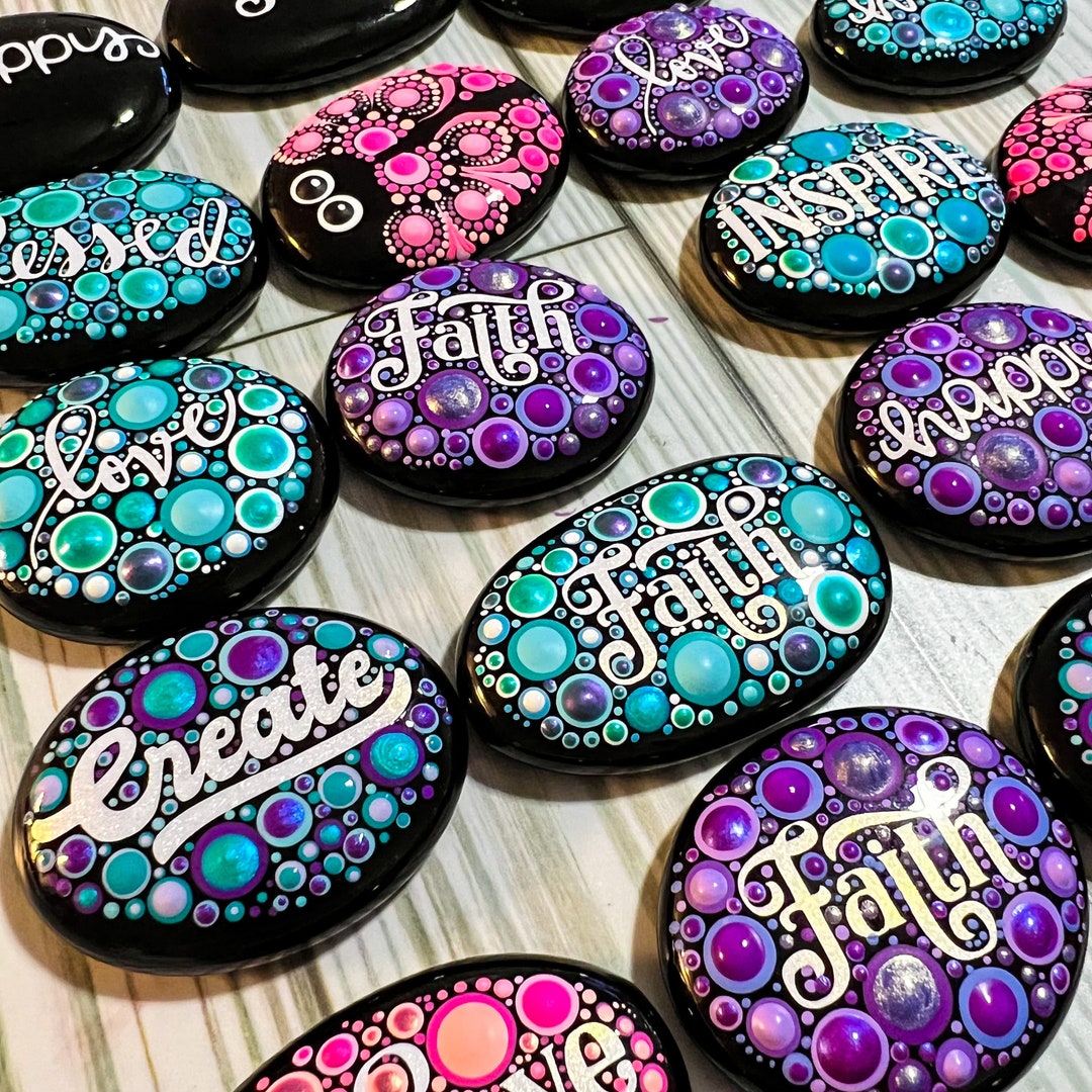 Pretty Pebbles Hand Painted Pocket Stones Painted Rocks Etsy
