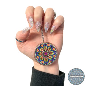 Dot Mandala Dot Art Keychain, Double Sided acrylic/epoxy printed keychain