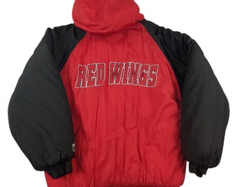90s Vintage Detroit Red Wings Puffer Jacket, NHL Hockey (Size XL)