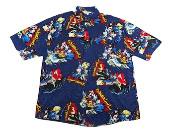 Vintage 90er Jahre Samurai Shodown Shirt, Anime All Over Print, Gr. XL
