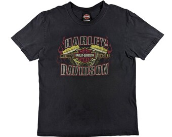 HARLEY DAVIDSON T-Shirt Harley Davidson Motorcycle Graphic Tee Winchester Virginia Double Sided Biker Black Size Large