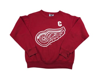 KIDS || 90s Vintage Red Wings Sweatshirt Detroit Red Wings Graphic Sweatshirt Yzerman Double Sided NHL Lee Youth Size Large