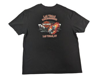 HARLEY DAVIDSON T-Shirt Harley Davidson Motorcycle Graphic Tee Las Vegas Nevada Biker Casino Dice Black T-Shirt Size 2XL