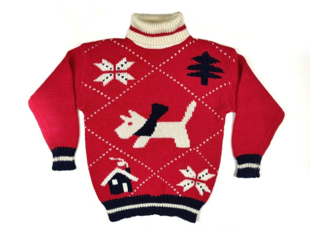 80s Vintage SCOTTIE DOG Knit Sweater Scottish Terrier Pullover Etsy