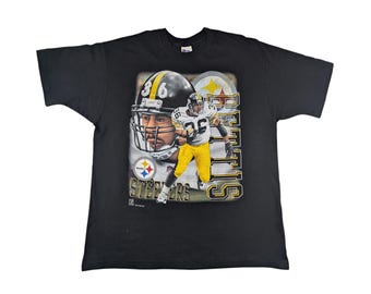 1997 90s Vintage Pittsburgh Steelers Graphic Shirt Jerome Bettis Pro Player Single Stitch Size 2XL