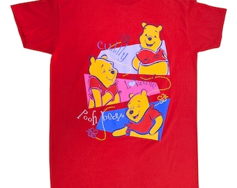 Maglietta vintage anni '90 di Winnie the Pooh, pigiama rosso Disney (XL)