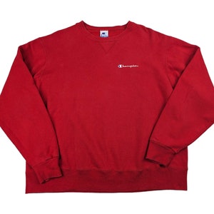 90s Vintage CHAMPION Sweatshirt Embroidered Champion Red Pullover Sweatshirt Champion Crewneck Size XL