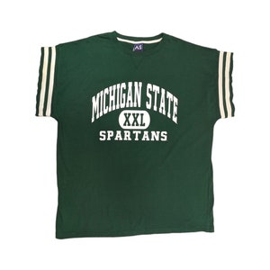 90s Vintage MSU T-Shirt Michigan State University Graphic Tee Michigan State Spartans XXL Go Green Oversized Plus Size AS Sports Size 2XL