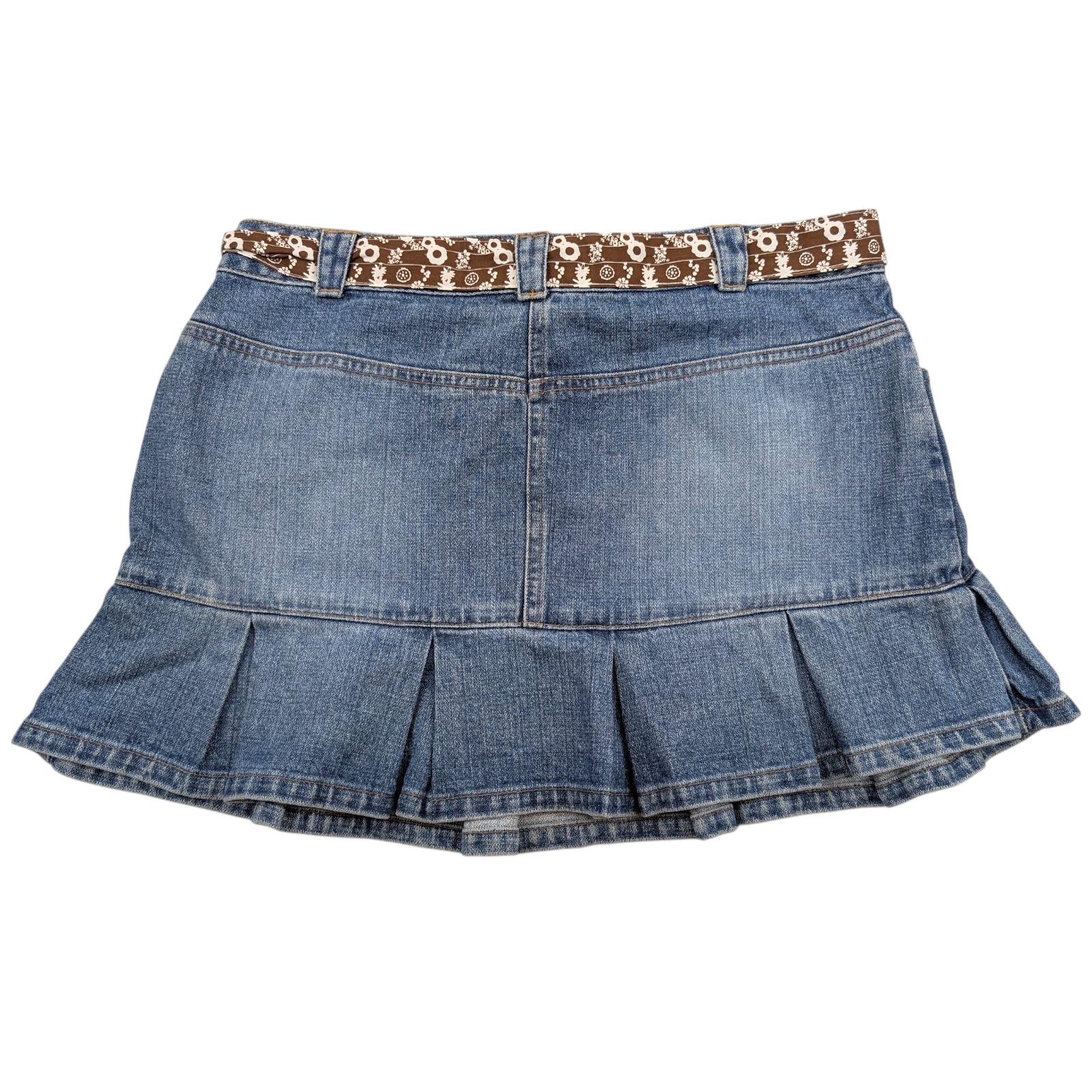 Y2K Vintage Mossimo Denim Mini Skirt: Pleated Jean Skirt, Floral