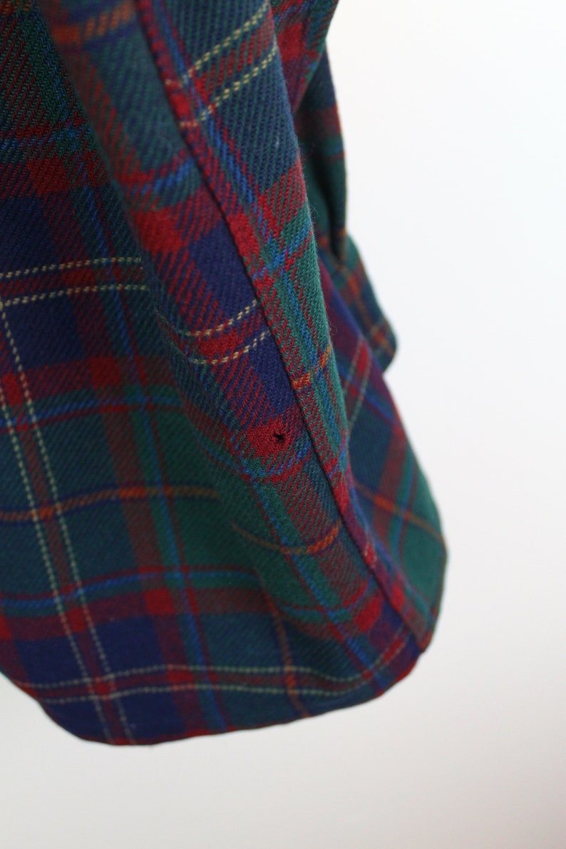 Vintage PENDLETON Button Up Shirt Long Sleeve Wool Shirt Plaid Elbow Patches Tartan Print Made in USA Size Medium