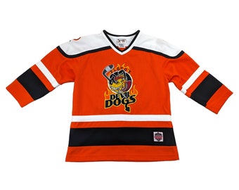 KIDS || 90s Vintage DISNEY Jersey Embroidered Pluto Devil Dogs K9 Hockey Jersey Walt Disney World Kids Youth Size Large 10/12