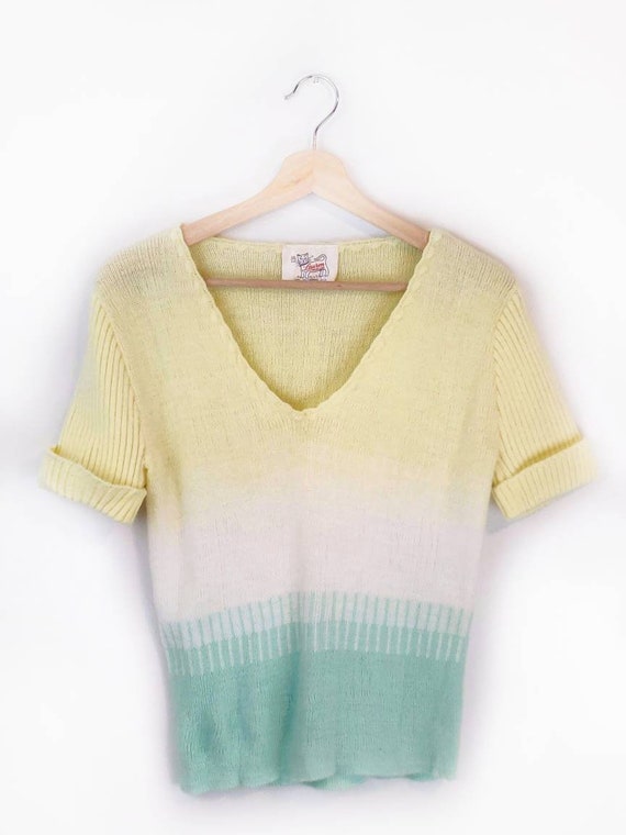 70's Vintage Ombre Knit Sweater Pullover Knit Swea