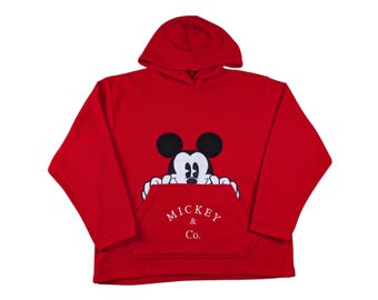 Vintage Mickey & Co Fleece Tröja med Huva Disney Jerry Leigh Storlek Stor