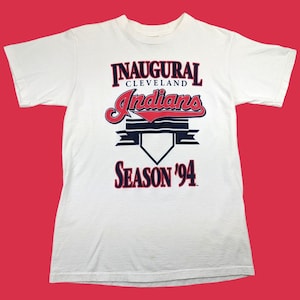 90s Vintage INDIANS T-Shirt 1994 Inaugural Cleveland Indians Graphic Tee Guardians Baseball MLB White Single Stitch Shirt Size Medium