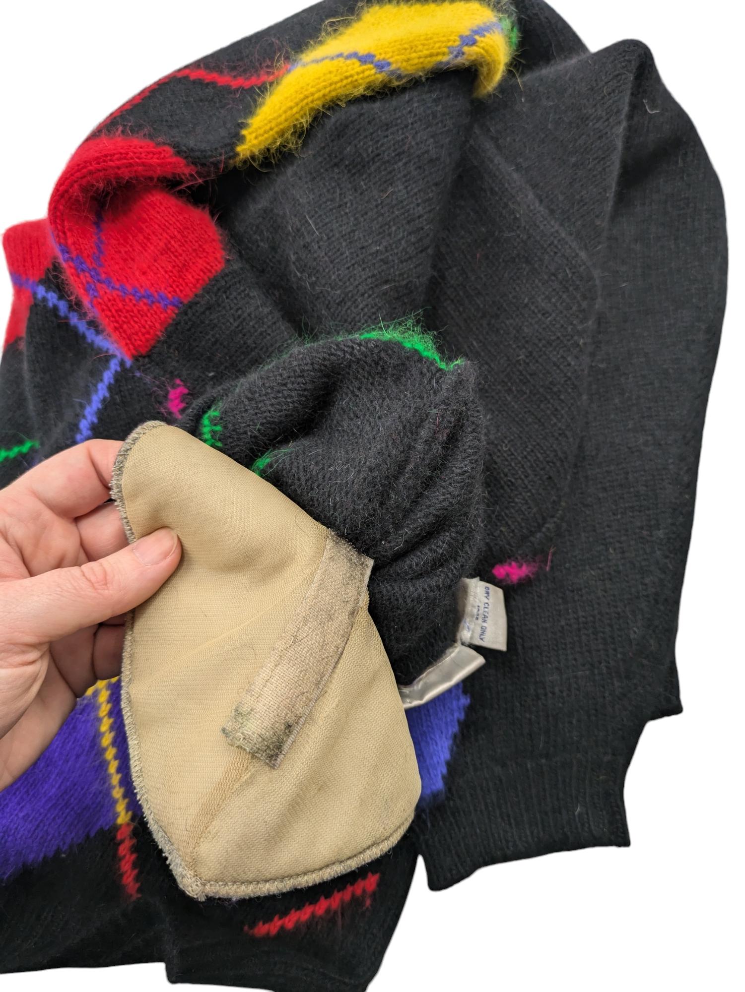 80年代ヴィンテージ アンゴラ混紡ニットセーター、カラフルな