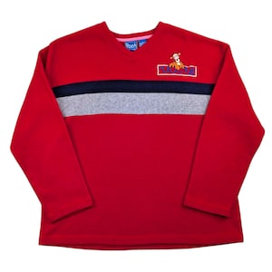 90s Vintage TIGGER Fleece Embroidered Disney Winnie the Pooh Tigger Sweatshirt Red Pullover Fleece Pooh Tag Size Large