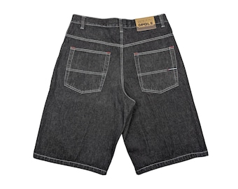 Pantalones cortos vaqueros de mezclilla negra estilo vintage Y2K Southpole para hombre, talla 36.