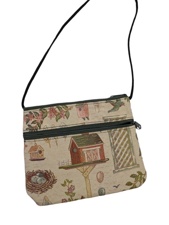 90s Vintage SPRING TIME Purse Birds Bird House Fl… - image 1