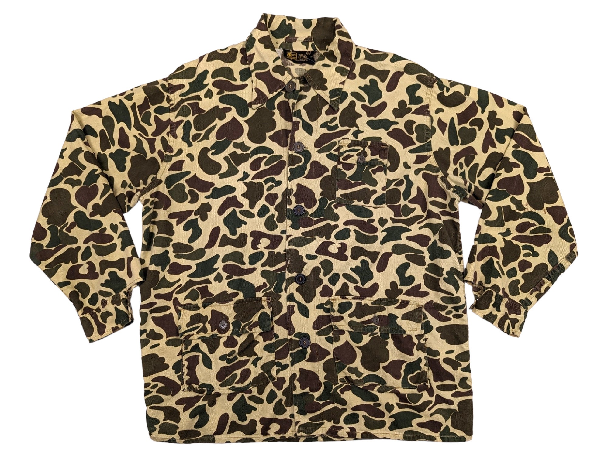60/70s Vintage DUCK CAMO Jacket Button Front Lightweight