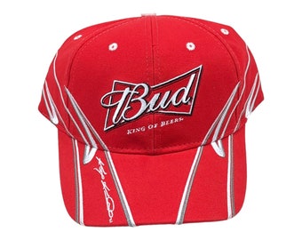 Y2k Vintage BUDWEISER Hat Bud Racing King of Beers Strap Back Hat Nascar Kasey Kahne Winners Circle Adjustable One Size Dead Stock