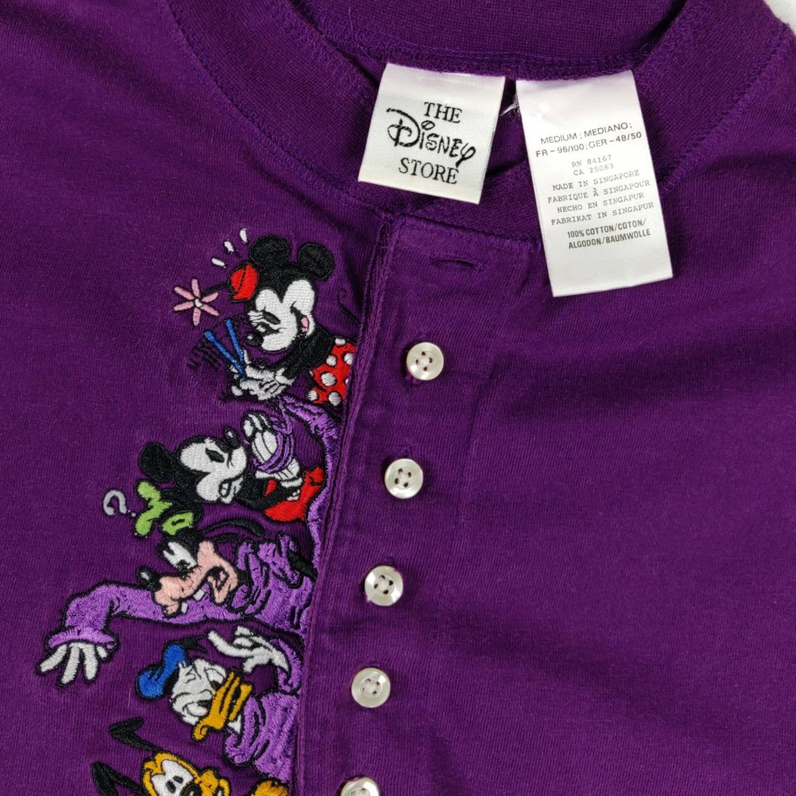 90s Vintage DISNEY Shirt Embroidered Disney Henley Shirt Etsy