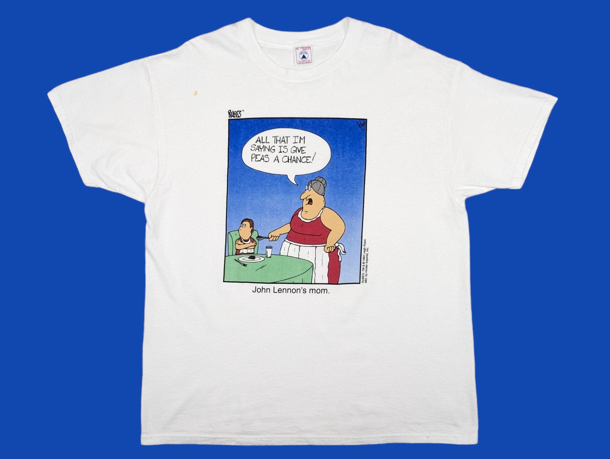 90s Vintage JOHN LENNON T-shirt 1994 Leigh Rubin Rubes Comic 