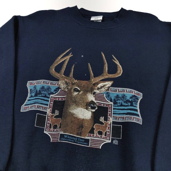 90s Vintage DEER Sweatshirt 1992 White Tail Deer … - image 2