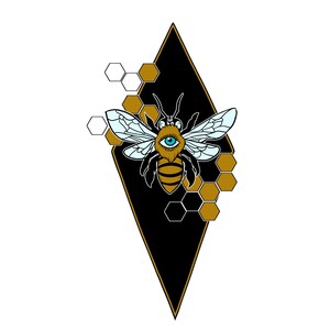 Wat doe je bee-lieve? Sticker, bij, occult, honingraat, bijenkorf, heilige geometrie, vleugels, helder, transparant