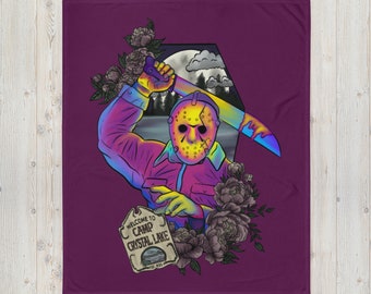 His Name Was Jason...  Throw Blanket (Friday the 13th, Jason Voorhees, camp crystal lake, camp blood, slasher, 80s, horror, flowers, movies)