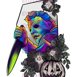 You Can&#39;t Kill The Boogie Man (Michael Myers, Mike Myers, Halloween, movie, horror, 80s, jackolantern, flowers, scary)